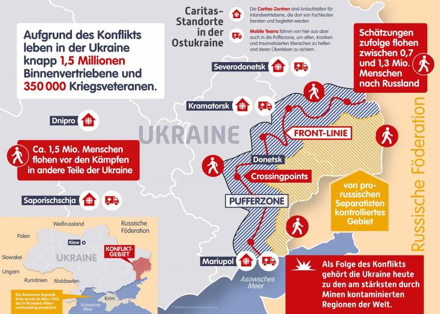 Karte der Situation im Osten der Ukraine