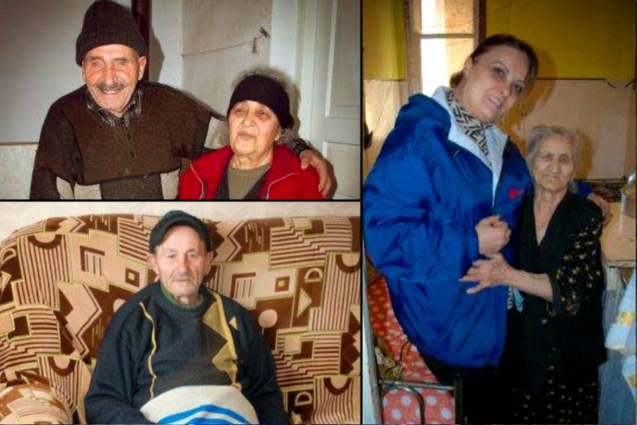 Collage mit Fotos alter Menschen, die von Caritas Armenia betreut werden.