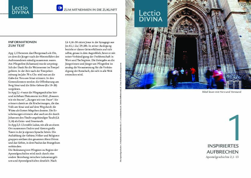 "Lectio Divina"-Leseblatt mit Hintergrundinformationen zur Apostelgeschichte (Apg 2,1-13)