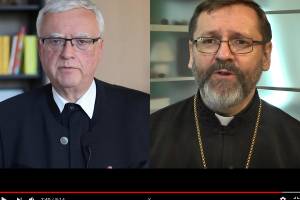 Der Berliner Erzbischof Heiner Koch und der ukrainische Großerzbischof Swjatoslaw Schewtschuk bitten um Unterstützung für die Anliegen von Renovabis.