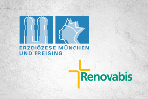 Collage der Logos der Erzdiözese München und Freising und des Logos von Renovabis