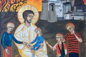 Ausschnitt aus der Ikone „Christus tröstet die Kinder von Tschernobyl"