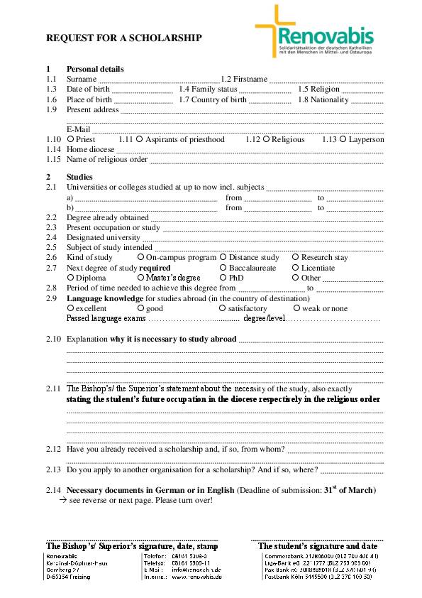 Application Form - Advanced Studies and Trainings Abroad