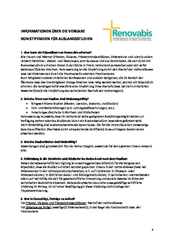 Information zu Stipendien für Hochschulstudien und Weiterbildungen im Ausland