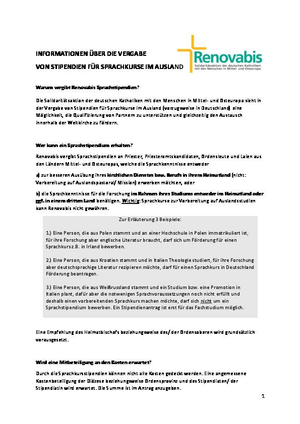Information zu Stipendien für Sprachkurse