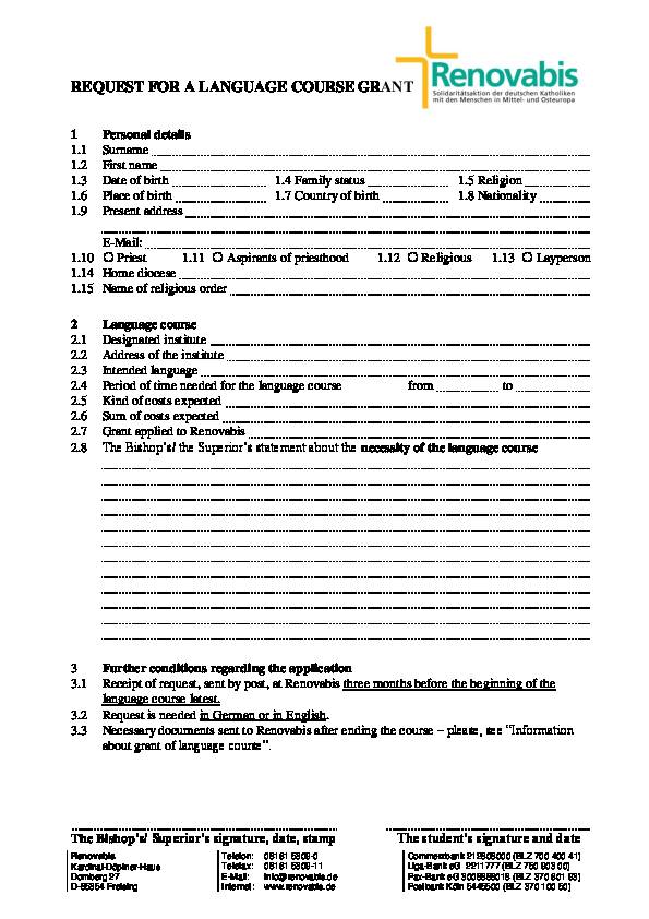 Application Form - Language Courses