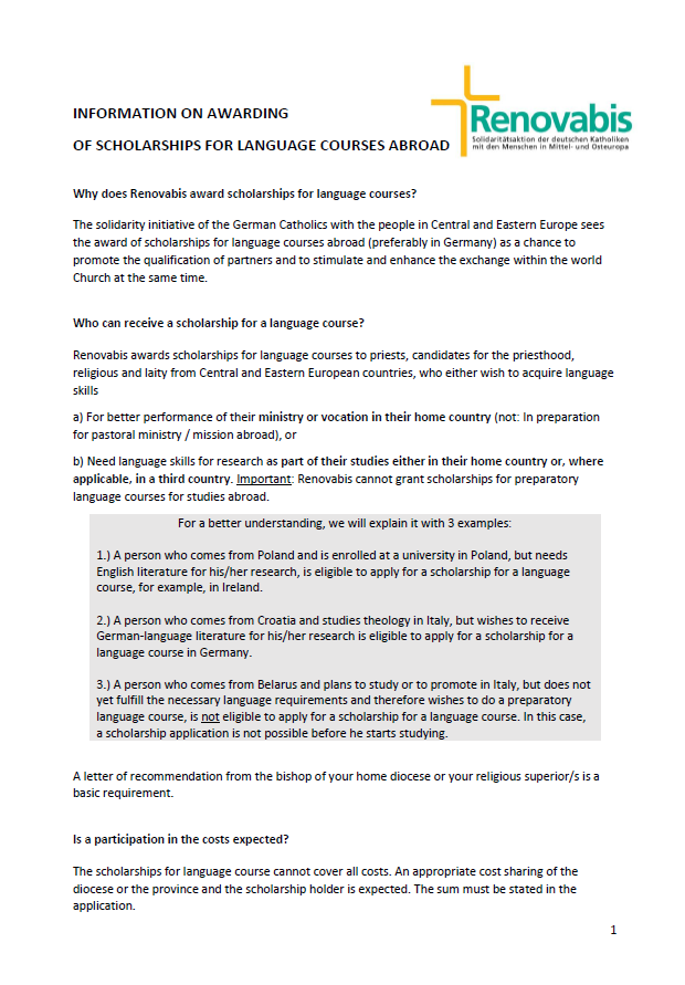 Information on Scholarships for Language Courses