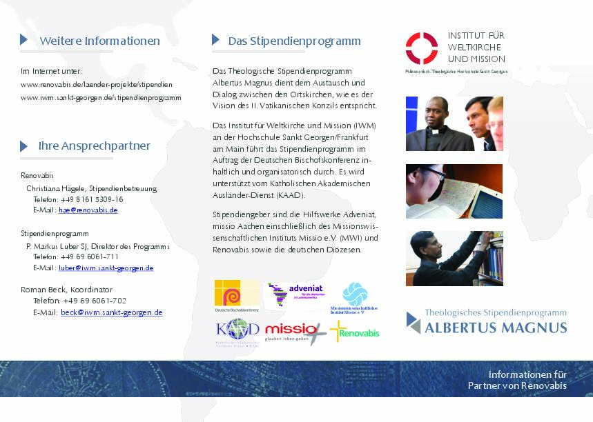 Info zum Theologischen Stipendienprogramm Albertus Magnus