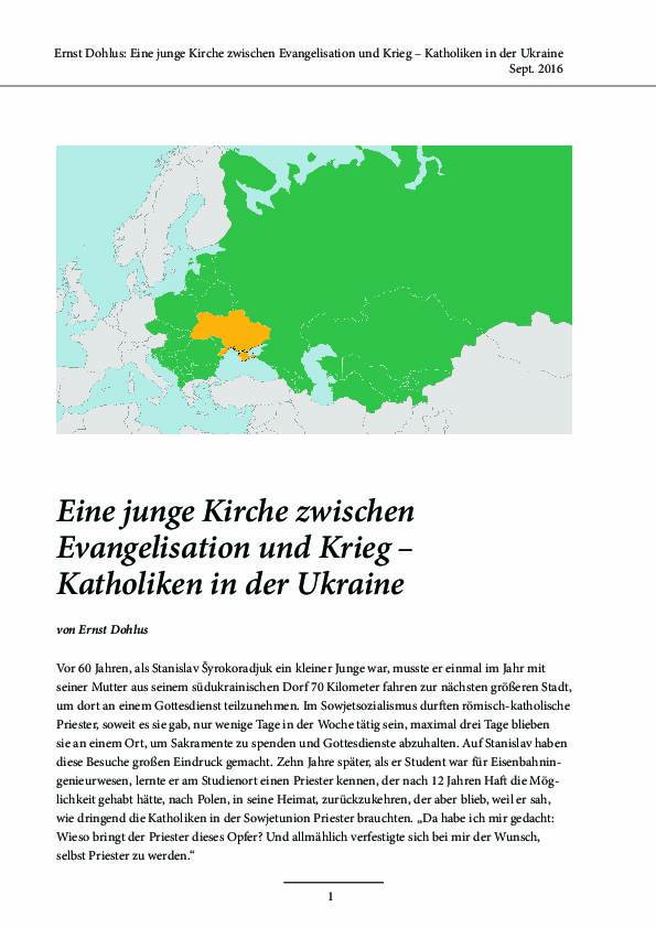 Ernst Dohlus: Eine junge Kirche zwischen Evangelisation und Krieg – Katholiken in der Ukraine