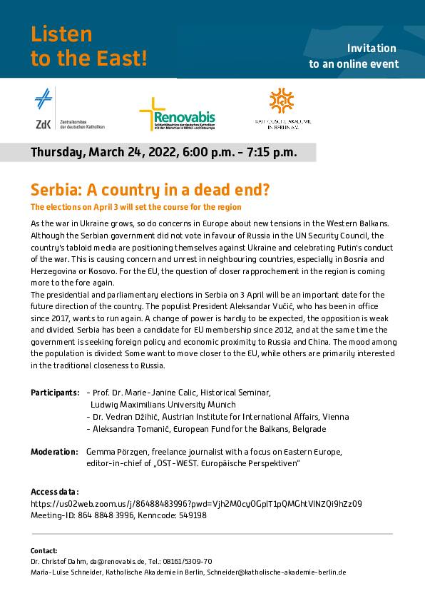 2022-03 Serbia: A country in a dead end?