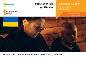 Veranstaltungshinweis zum Politischen Talk - das Foto zeigt eine ältere Frau und Kind in einem Luftschutzbunker im Westen der Ukraine.