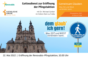 Der Gottesdienst zur Eröffnung der Renovabis-Pfingstaktion mit Bischof Dr. Michael Gerber findet am 22. Mai 2022 um 10.00 Uhr im Hohen Dom zu Fulda statt.