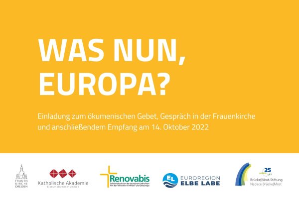 Titel "Was nun Europa" und Logos der Organisationen, die diese Veranstaltung gemeinsam durchgeführt haben