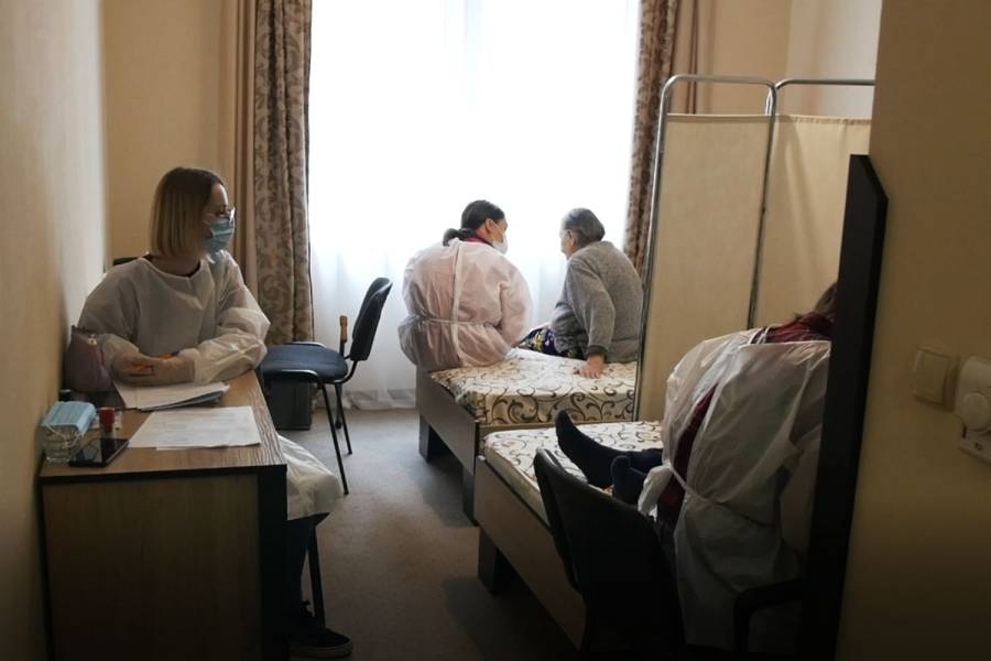 Gesprächssituation im ukrainischen Sheptytsky-Spital in Lviv