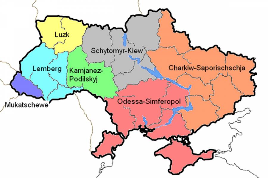 Karte der Diözesen der römisch-katholischen Kirche in der Ukraine
