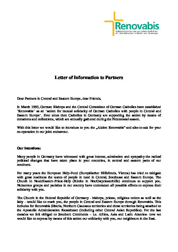 Letter of Information to Partners