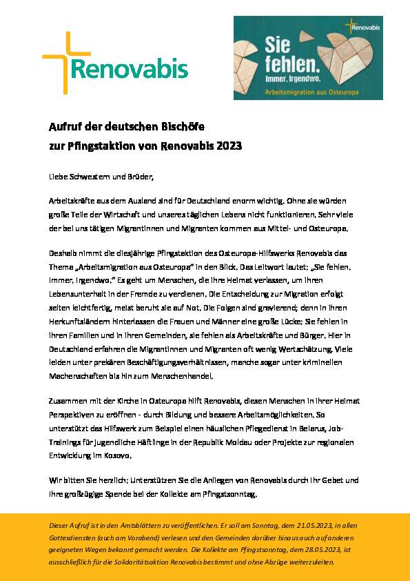 Aufruf der deutschen Bischöfe