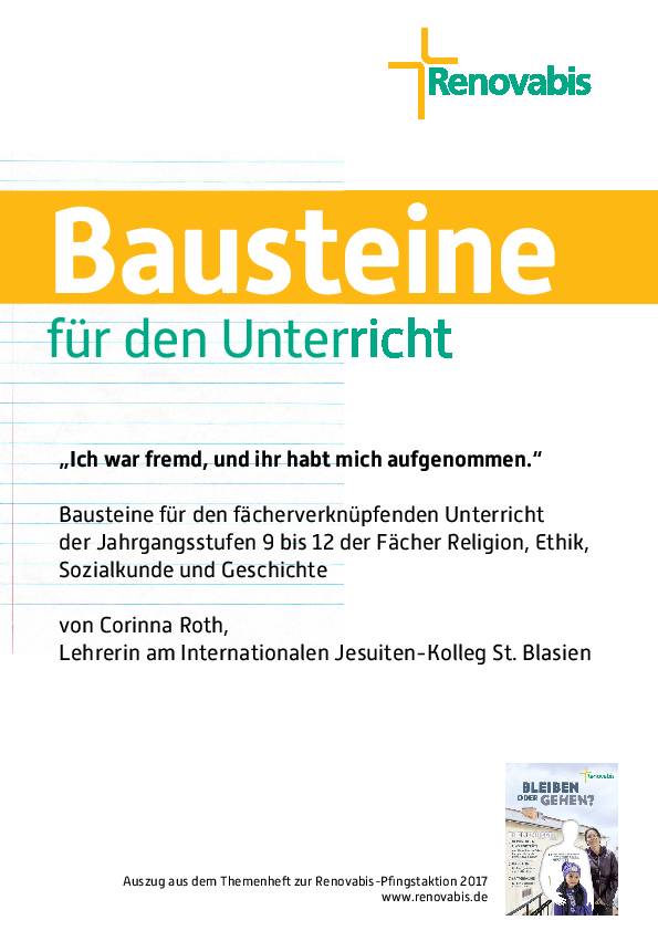 Bausteine für den Unterricht: "Ich war fremd, und ihr habt mich aufgenommen"