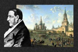 Friedrich Joseph Haass, Collage Portrait mit Stadtbild Moskau