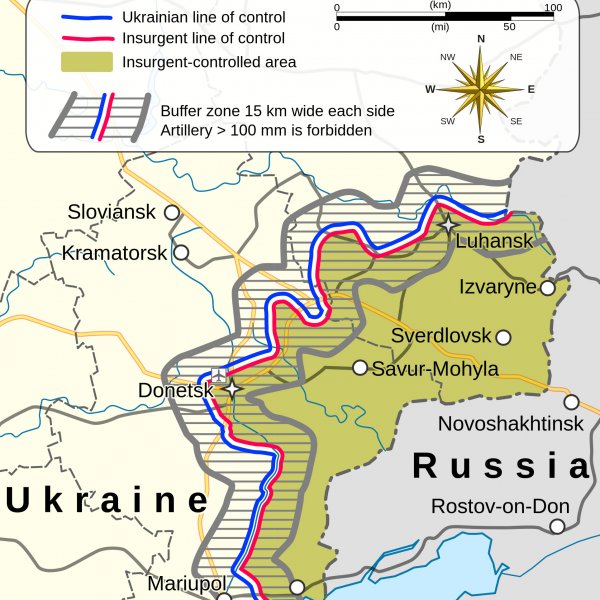 Pufferzone im Osten der Ukraine nach dem Minsker Abkommen 2015