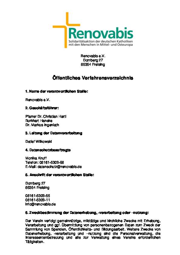 Öffentliches Verfahrensverzeichnis