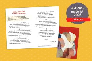 Collage aus dem Motiv des Gebetsbilds und dem Gebetstext