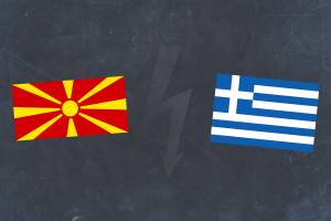 Collage Flaggen Mazedonien Griechenland
