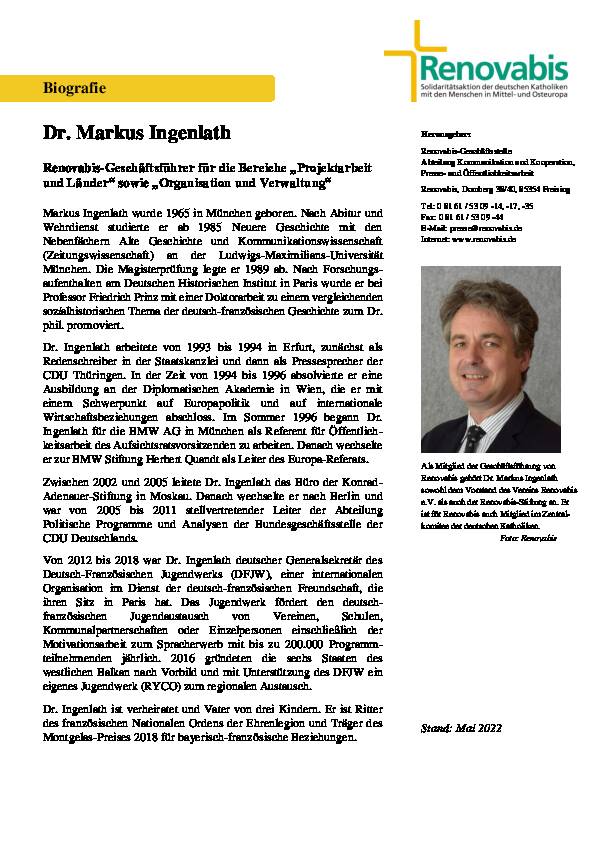 Biografie Dr. Markus Ingenlath