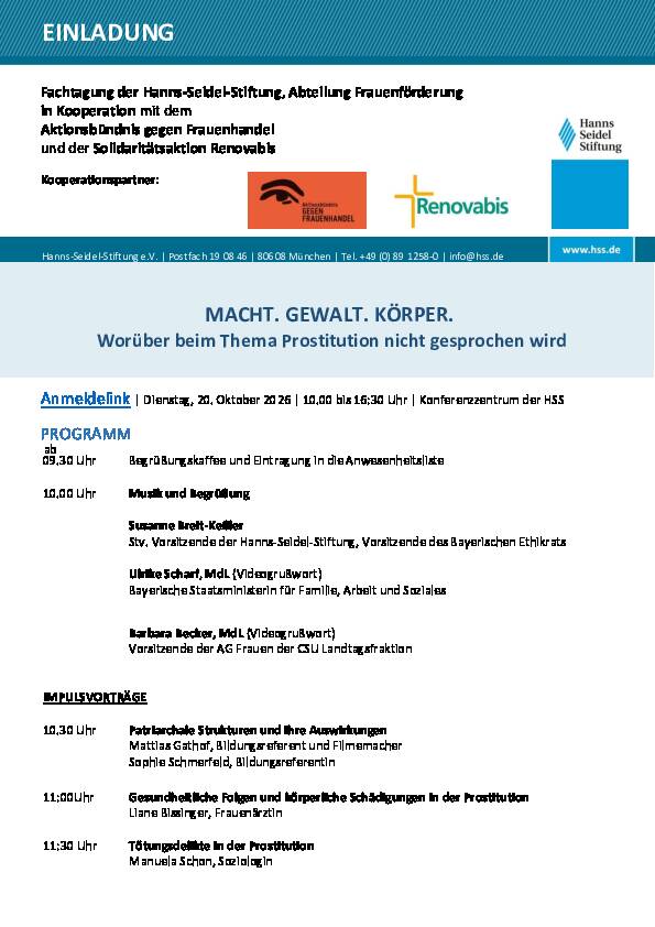 Fachtagung „MACHT. GEWALT. KÖRPER. Worüber beim Thema Prostitution nicht gesprochen wird.“