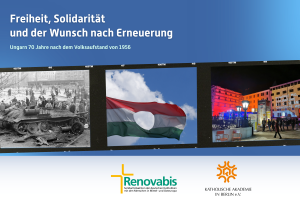 Collage aus Fotos vom Volksaufstand in Ungarn 1956, der Flagge des landes und einem aktuellen Foto