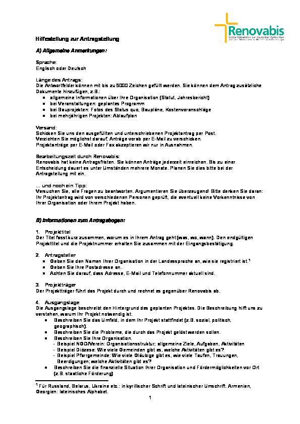 Hilfestellung Antragsformular (PDF)