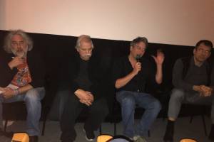 Referenten im Rahmen der Filmvorführung „Transilvania Mea“ in Berlin.